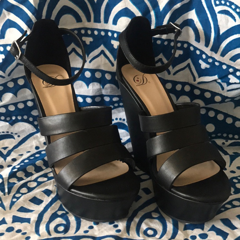 Black High Heel Wedges